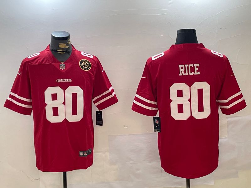 Men San Francisco 49ers #80 Rice Red Second generations 2024 Nike Limited NFL Jersey style 2